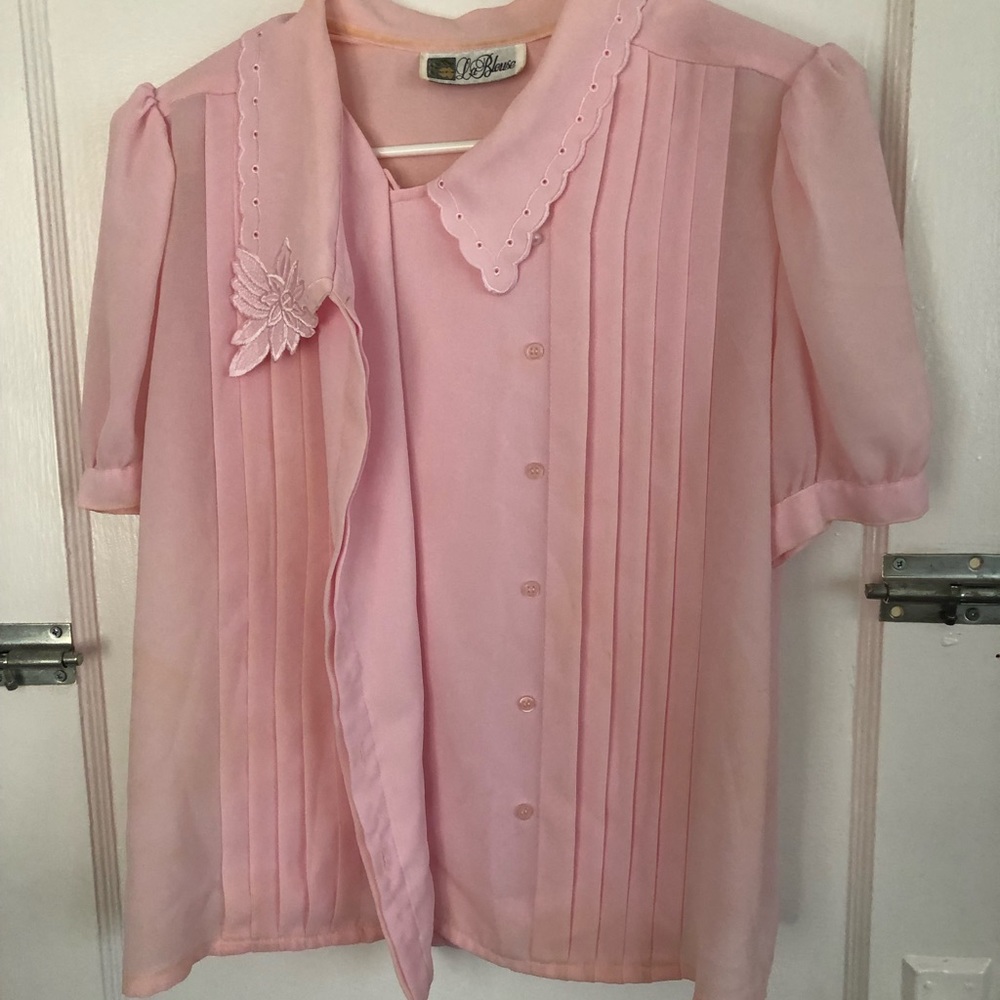 Light pink sheer blouse with beautiful details.